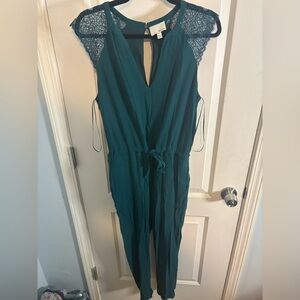 Greylin Teal green Lace jumpsuit size small EUC